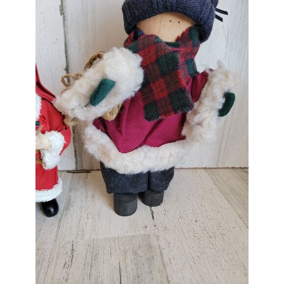 Vintage Santa Claus kid unique plaid doll figure set Xmas decor - Picture 5 of 8